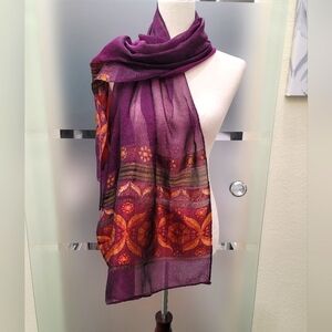 Rich Plum and Metallic Gold/Copper Women's Scarf 22" x 70"